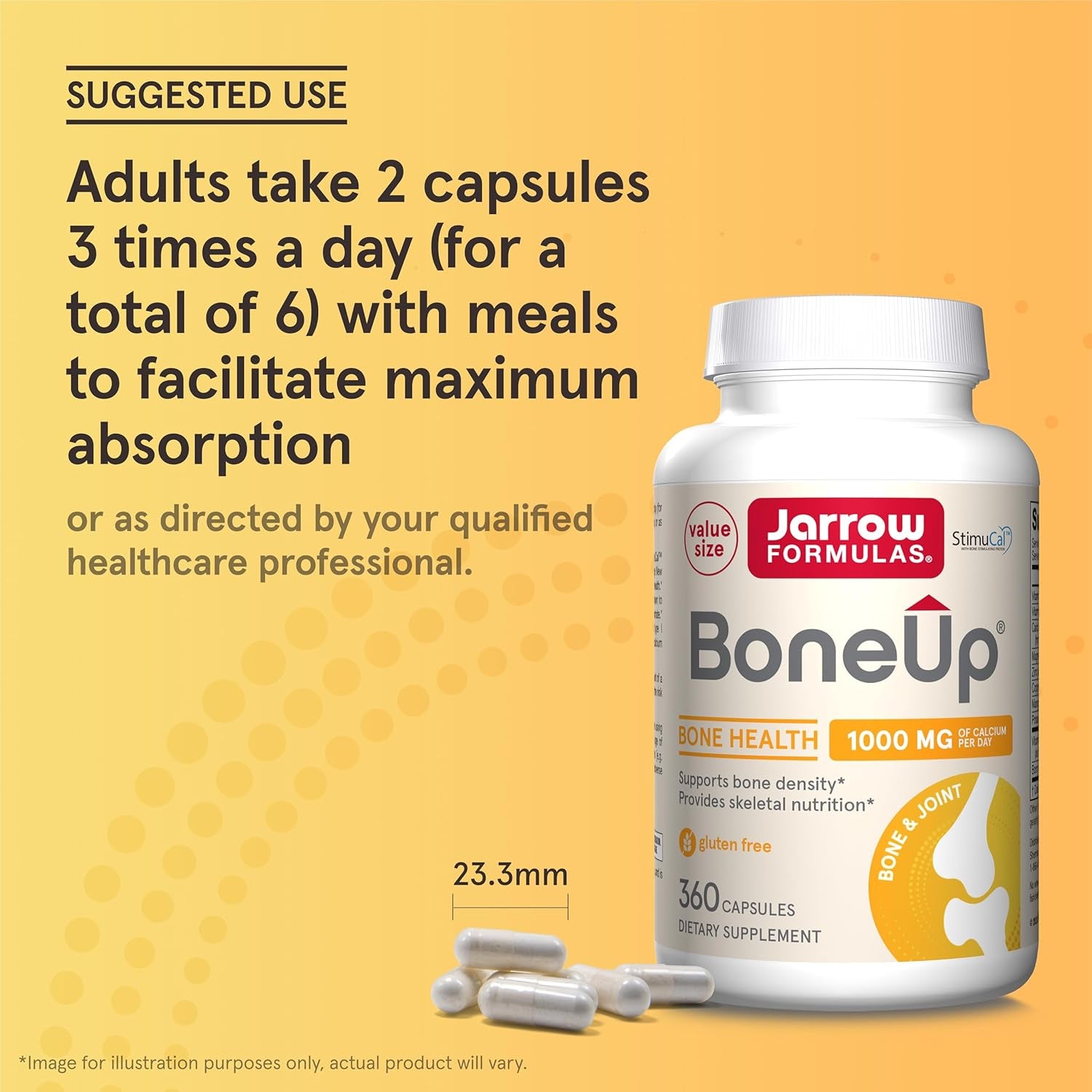 Jarrow Formulas Boneup - 360 Capsules - 180 Servings - for Bone Support & Skeletal Nutrition - Includes Naturally Derived Vitamin D3, K2 (As MK-7) & 1000 Mg Calcium - Gluten Free - Non-Gmo