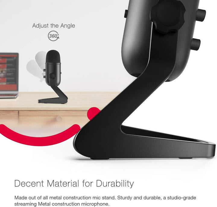 FIFINE USB Podcast Microphone for Recording Streaming, Condenser Computer Gaming Mic for PC Mac, Headphone Output&Volume Control, Mic Gain Control, Mute Button for Vocal, Youtube (K678)