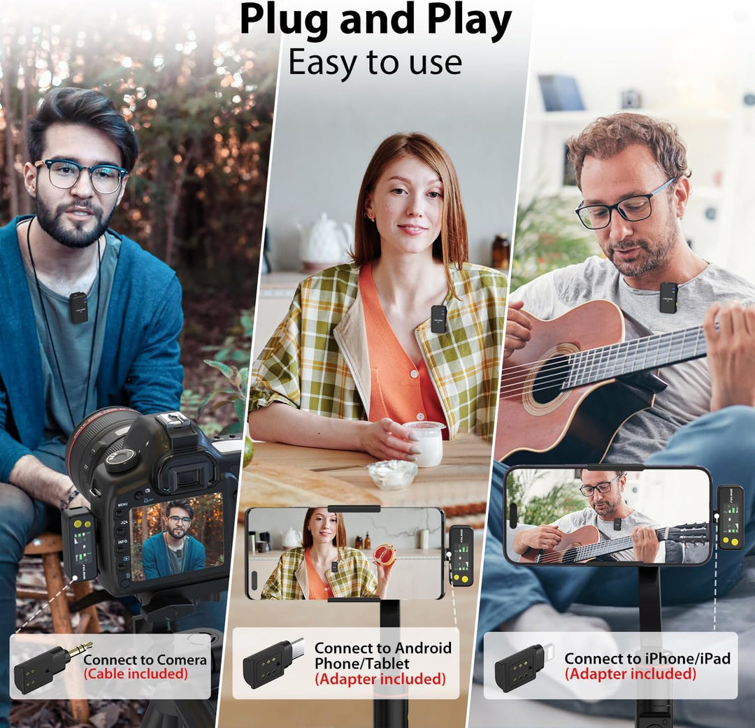 FULAIM X5M Wireless Lavalier Microphone System, Lavalier Lapel Mic with 18H Battery Life Charging Case for DSLR Cameras/Iphone/Android/Live Streaming