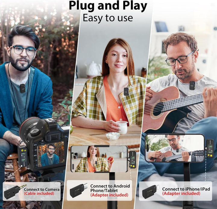 FULAIM X5M Wireless Lavalier Microphone System, Lavalier Lapel Mic with 18H Battery Life Charging Case for DSLR Cameras/Iphone/Android/Live Streaming