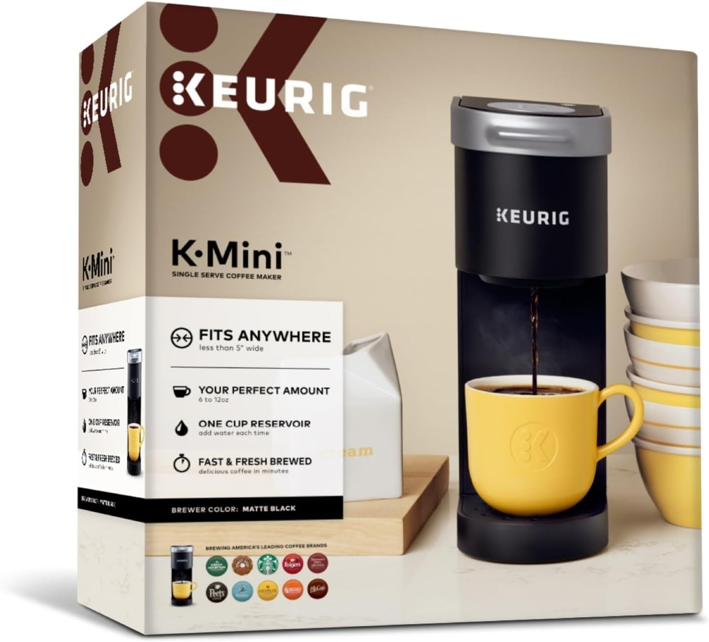Keurig K-Mini Single Serve K-Cup Pod Coffee Maker, 6 to 12Oz Brew Size, with Cord Storage, Perfect for Small Spaces, Black