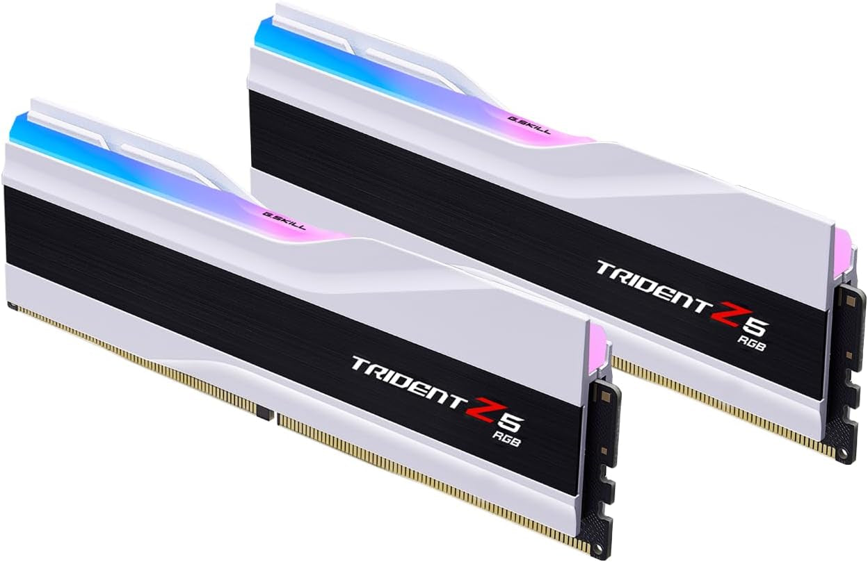 G.SKILL Trident Z5 RGB Series (Intel XMP 3.0) DDR5 RAM 64GB (2X32Gb) 6000Mt/S CL30-40-40-96 1.40V Desktop Computer Memory UDIMM - Matte White (F5-6000J3040G32GX2-TZ5RW)