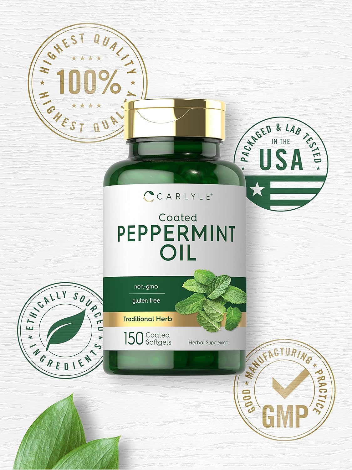 Carlyle Peppermint Oil Capsules | 150 Softgels | with Rosemary and Thyme