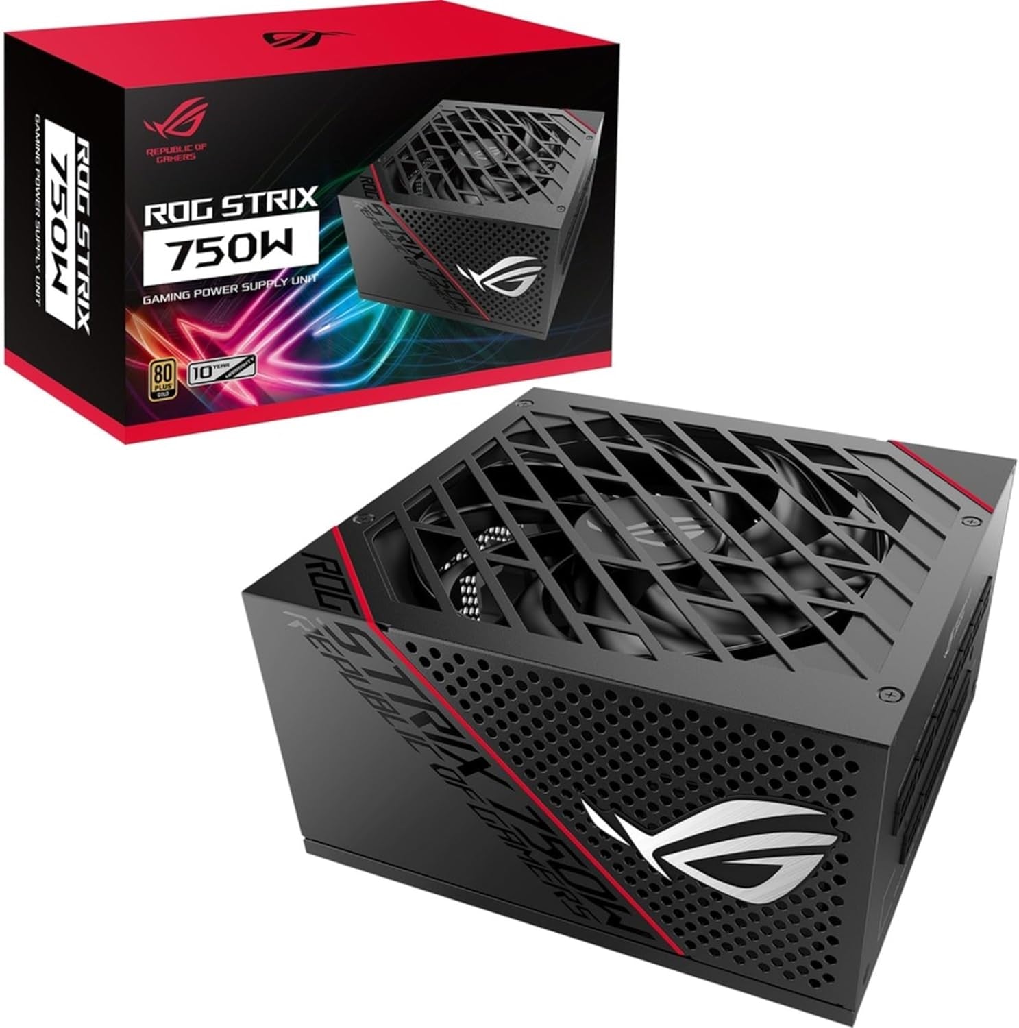 ASUS ROG Strix 750 Fully Modular 80 plus Gold 750W ATX Power Supply with 0Db Axial Tech Fan and 10 Year Warranty