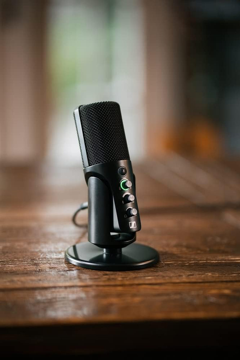 SENNHEISER Professional Profile - USB Cardioid Condenser Microphone & Table Stand, 1.2 M USB-C Cable - Mute Button, Built-In Headphone Jack, Gain, Mix & Volume Control, for PC & Mac,Black