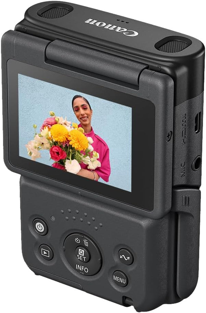 Canon Powershot V10 Camera, Content Creator Compact Vlogging Camera, Fixed 19Mm Wide-Angle Lens, 4K Video, Face Detection, Built-In Microphone, Live Streaming, Built-In Stand, Black