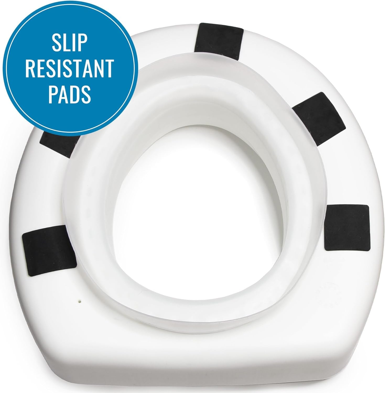 Healthsmart Enhanced Comfort 5" Raised (Round) Toilet Seat Riser | 3 Slip Resistant Pads | FSA/HSA Eligible | Toilet Seat Risers for Seniors | Padded Toilet Seat Elevation | 15.7 X 15.2 X 6.1