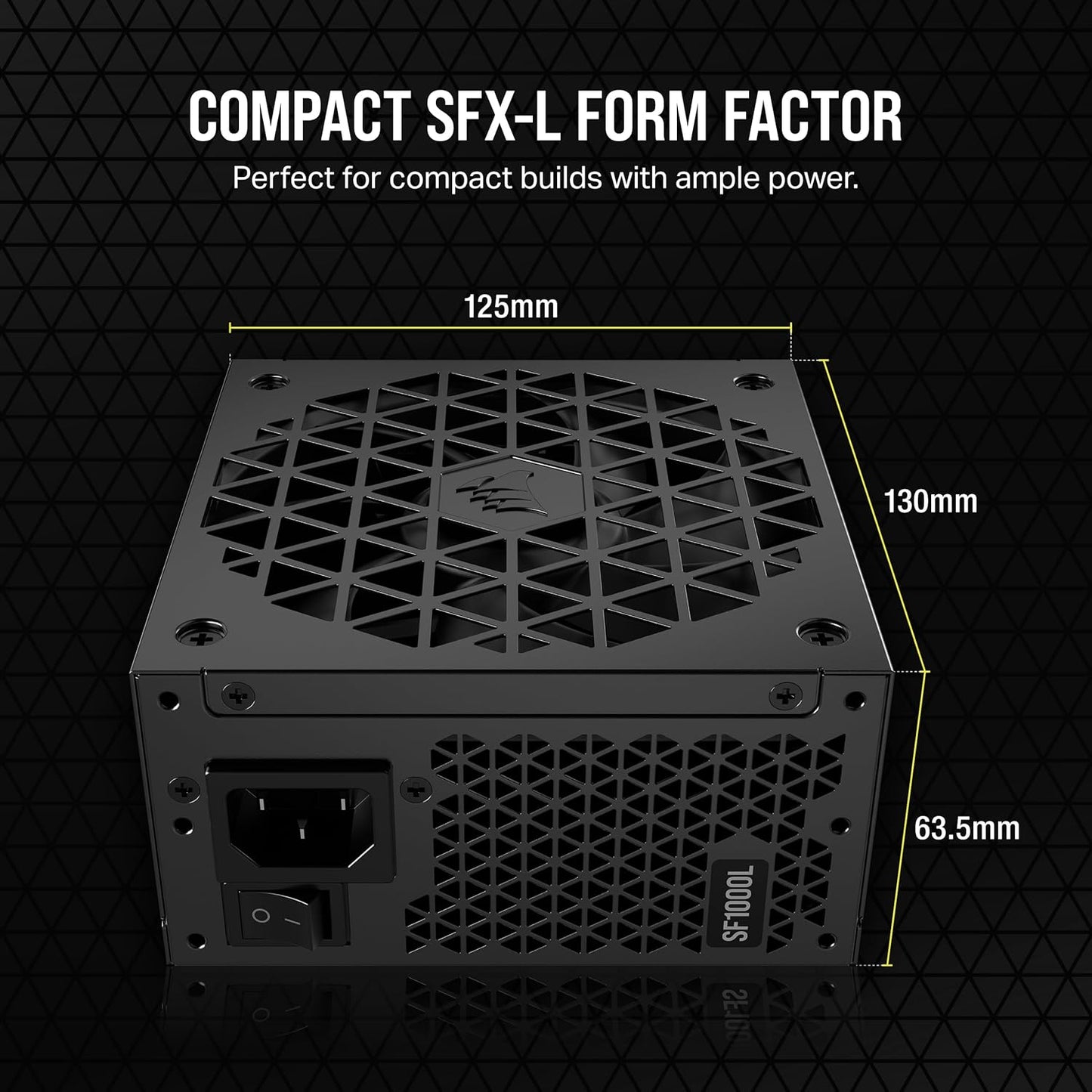 Corsair 1000W Fully Modular SFX Power Supply - ATX 3.0, Pcie 5.0, Quiet 120Mm Fan, 80 plus Gold, Zero RPM Mode, 105°C Capacitors - Black