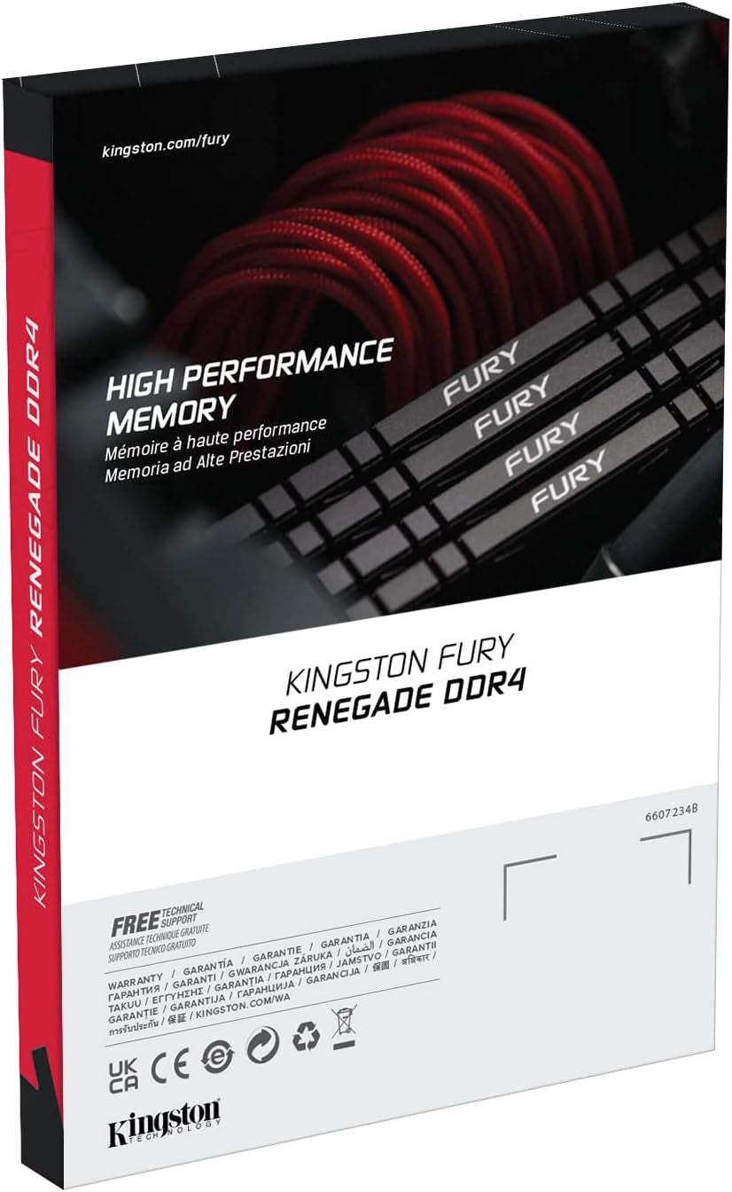 Kingston FURY Renegade 64GB (2X32Gb) 3200Mt/S DDR4 CL16 Desktop Memory Kit of 2 | Intel XMP | AMD Ryzen | Low Latency | KF432C16RBK2/64