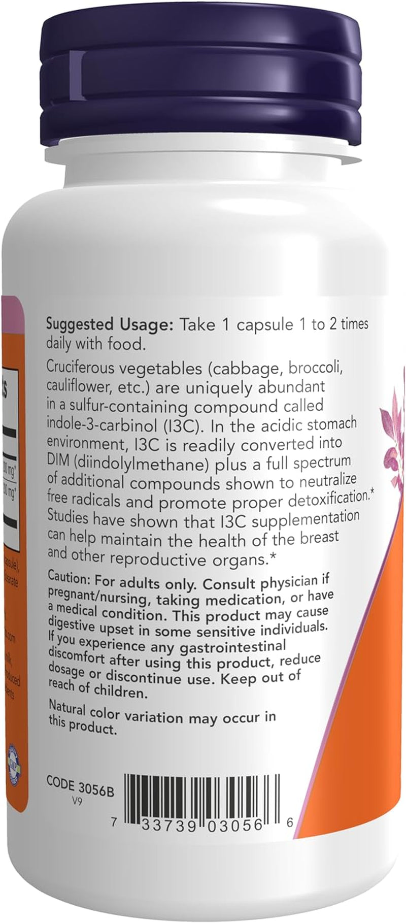 NOW Foods Supplements, Indole-3-Carbinol 200 Mg with Flax Lignan Extract, 60 Veg Capsules