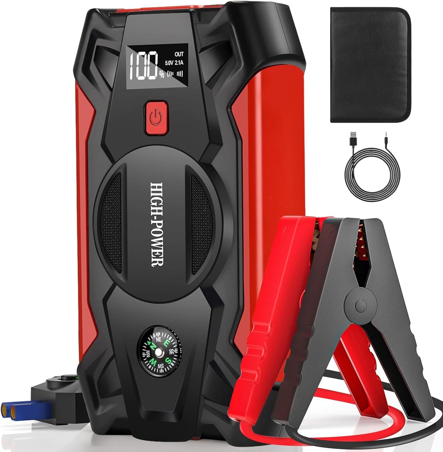 Car Jump Starter, 3000A Portable Car Battery Charger for up to 8.5L Gas & 8.0L Diesel Engines, 12V Car Jump Box with 4 Modes Flashlight, Power Bank Function, Smart Jumper Cables