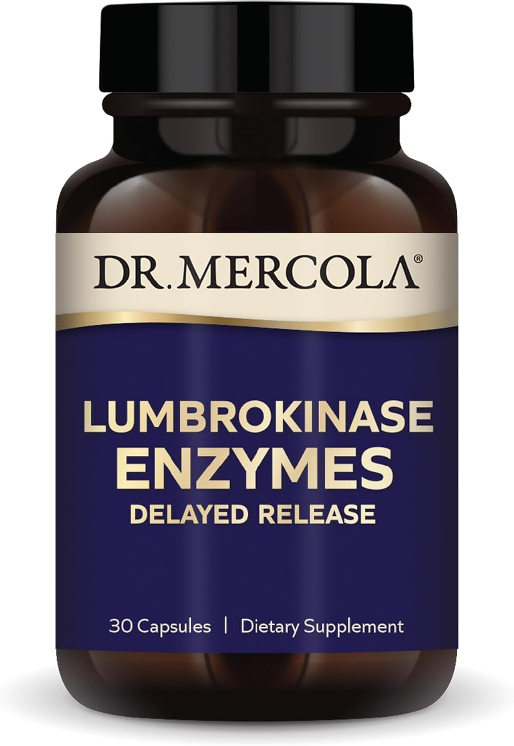 Dr. Mercola Lumbrokinase Enzymes Delayed Release, 30 Servings (30 Capsules), Dietary Supplement, Supports Cognitive and Cardiovascular Health, Non GMO