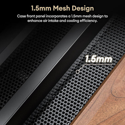 Genuine Walnut Wood PC Case, Support 360Mm Radiator on Top, Pre-Installed 4 X 120Mm PWM Fans ATX Case, Type-C Port, Magnetic Tempered Glass Side Panel, Black Computer Case, Cypress 7