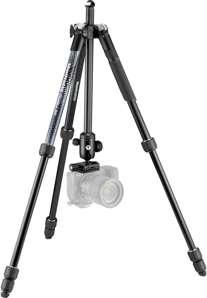 Manfrotto Element MII MKELMII4BK-BH, Lightweight Aluminium Travel Camera Tripod, with Carry Bag, Arca-Compatible Ball Head, 4-Section Legs, Twist Locks, Load up 8Kg, for Mirrorless, Dslr,Black