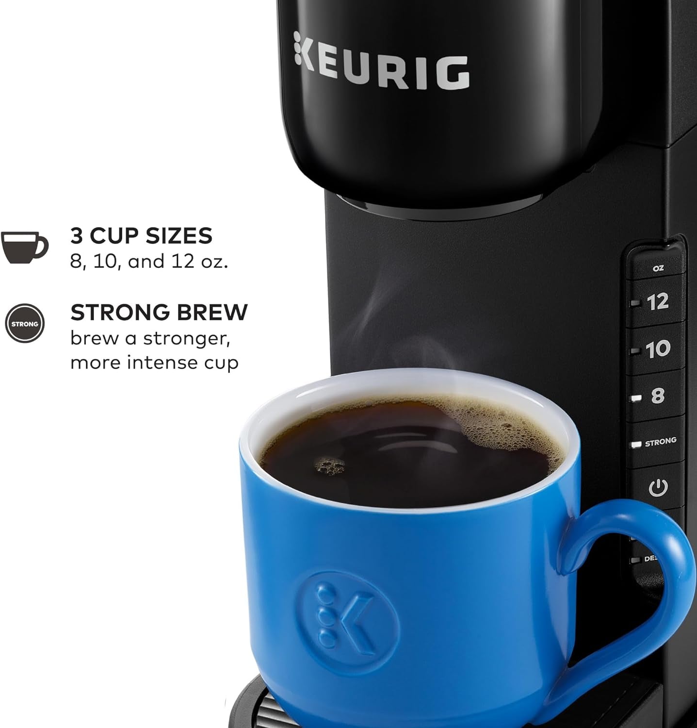 Keurig K-Express Single Serve K-Cup Pod Coffee Maker, 3 Brew Sizes, Strong Button Feature, 42Oz Removable Reservoir, Black