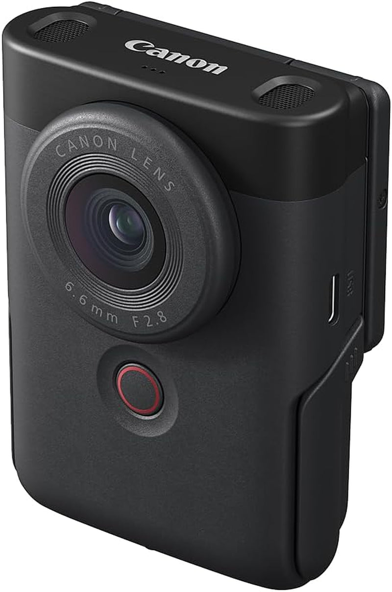 Canon Powershot V10 Camera, Content Creator Compact Vlogging Camera, Fixed 19Mm Wide-Angle Lens, 4K Video, Face Detection, Built-In Microphone, Live Streaming, Built-In Stand, Black