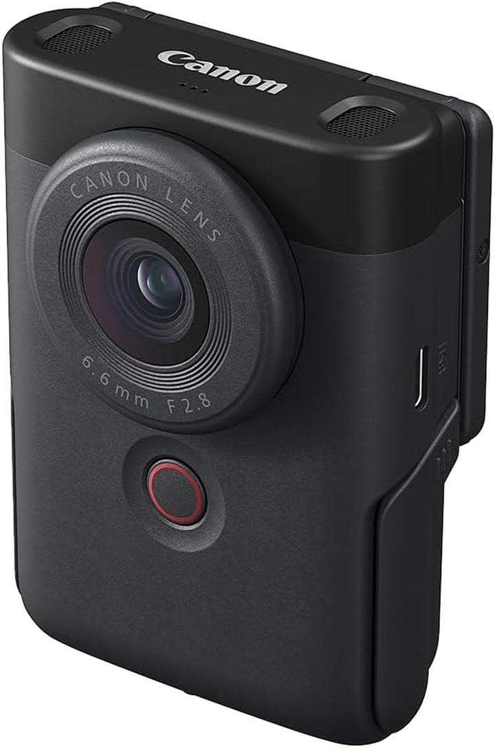 Canon Powershot V10 Camera, Content Creator Compact Vlogging Camera, Fixed 19Mm Wide-Angle Lens, 4K Video, Face Detection, Built-In Microphone, Live Streaming, Built-In Stand, Black