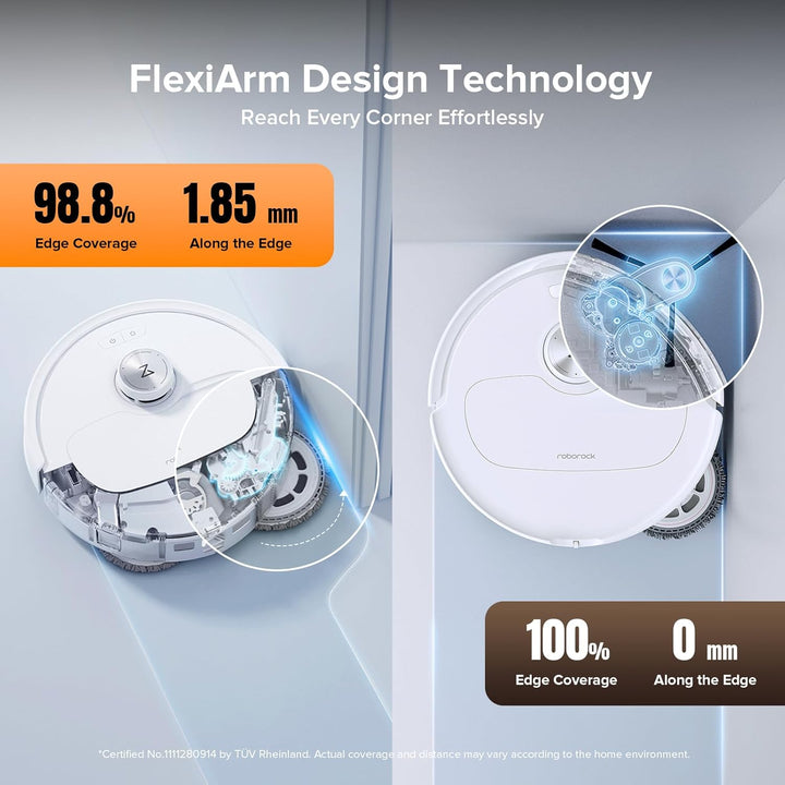 Roborock Qrevo Master Robot Vacuum and Mop Combo, 10,000Pa Suction, Flexiarm Design Side Brush & Mop, Auto Mop Washing & Drying, Self-Emptying&Refilling, Dock Self-Cleaning, Obstacle Avoidance, White