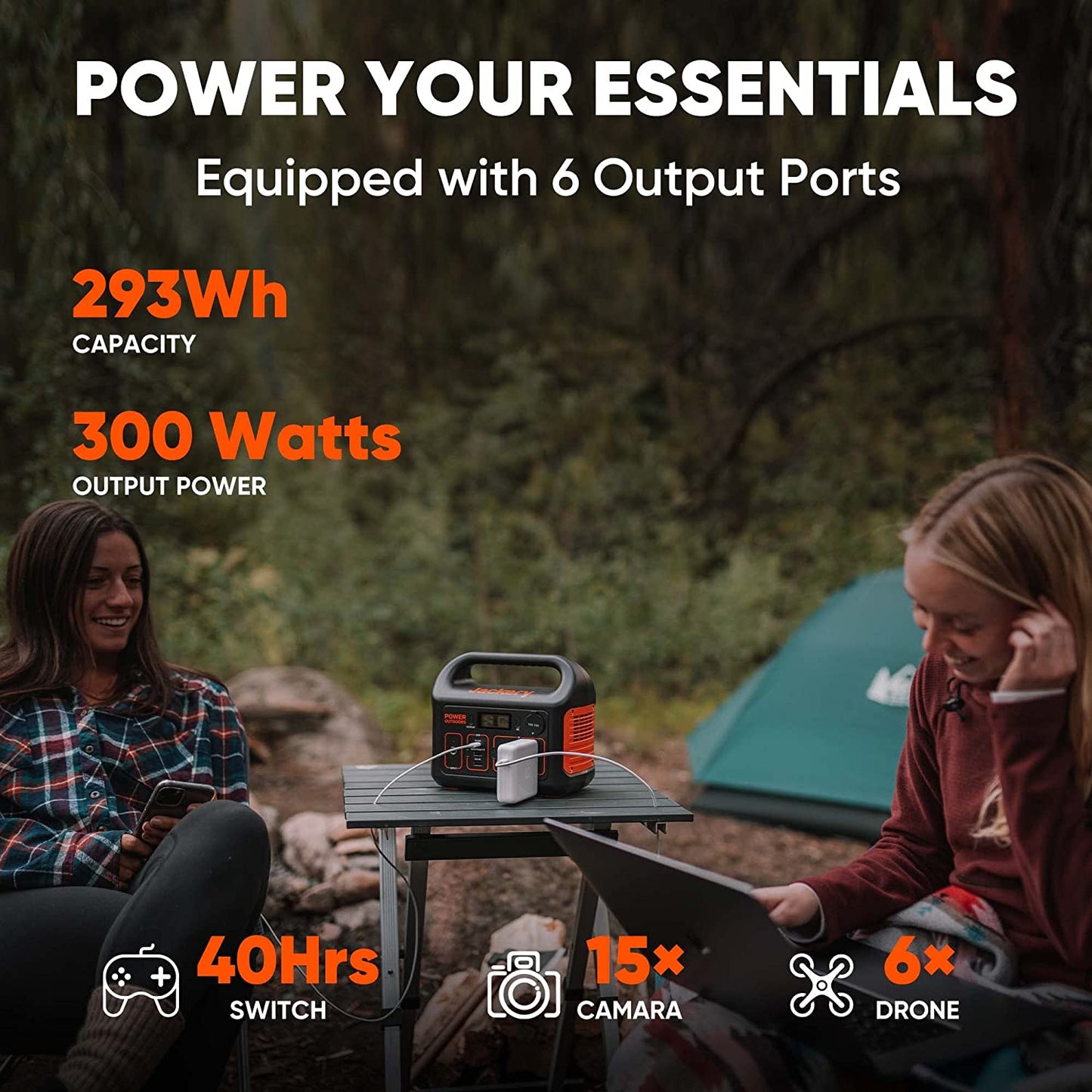 Jackery Portable Power Station Explorer 300, 293Wh Backup Lithium Battery, Solar Generator for Outdoors Camping Travel Hunting Blackout (Solar Panel Optional)