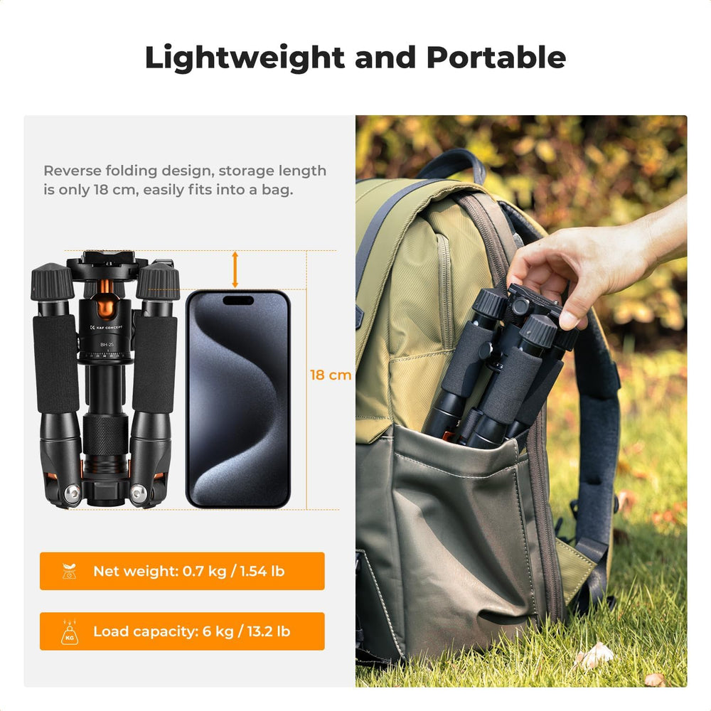 K&F Concept Mini Desktop Tripod, 20.5''/ 52Cm Compact Desk Tripod with 360 Degree Ball Head, 1/4 Inch Quick Release Plate for Camera Video Camcorder, Load up to 13.22 Lbs/6 KG