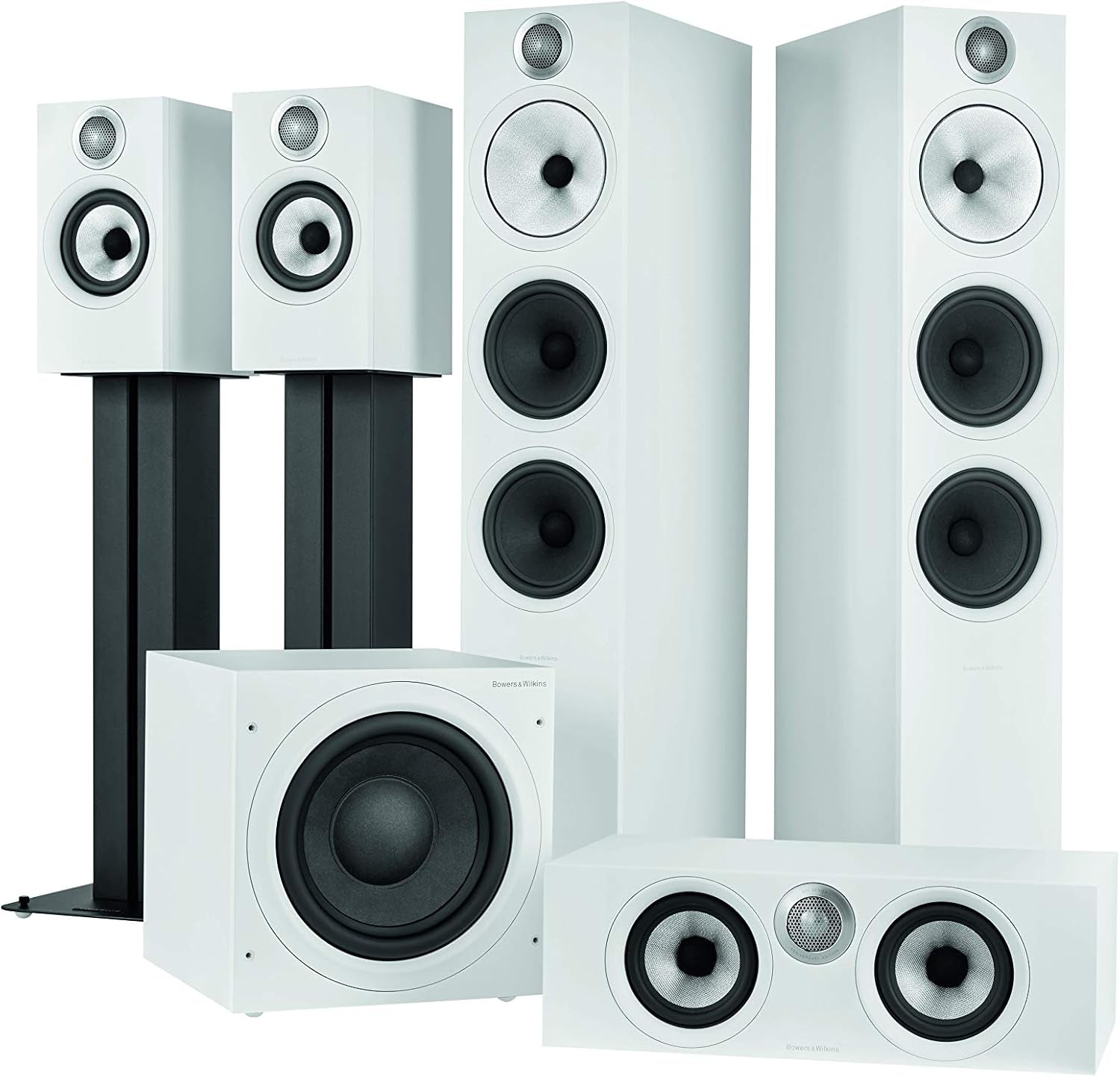 Bowers & Wilkins HTM6 S2 Center Channel Speaker - Anniversary Edition Loudspeaker, Twin Continuum Cone Bass/Midrange Drivers with Flowport Technology, Decoupled Double Dome Aluminum Tweeter, White