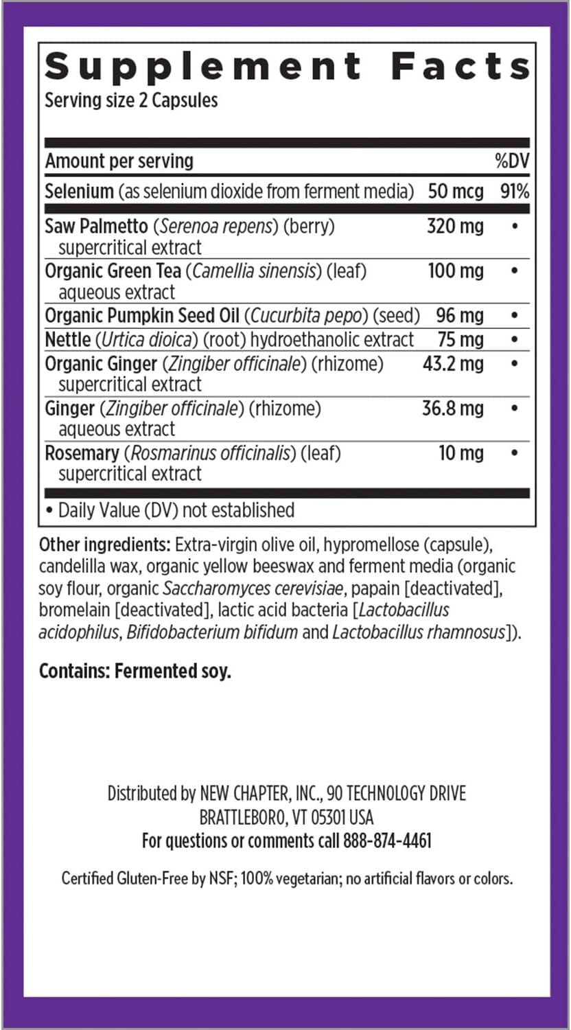 New Chapter Prostate Supplement - Prostate 5LX™ with Clinical Strength Saw Palmetto + Fermented Selenium for Prostate Health - 180 Ct Vegetarian Capsule