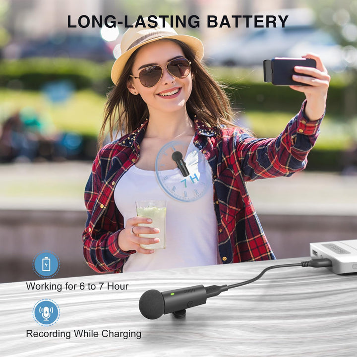 FIFINE Wireless Lavalier System with 2 Microphones, Lapel Mic Clear Sound for Youtube Video Interview Vlog, Dual Mini Mic with Type C Receiver for Android Phone/Tablet/Iphone15(Usb C) Laptop-M8