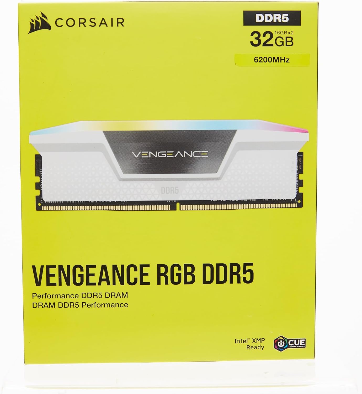 CORSAIR VENGEANCE RGB DDR5 RAM 32GB (2X16Gb) 6200Mhz CL36 Intel XMP Icue Compatible Computer Memory - White (CMH32GX5M2B6200C36W)