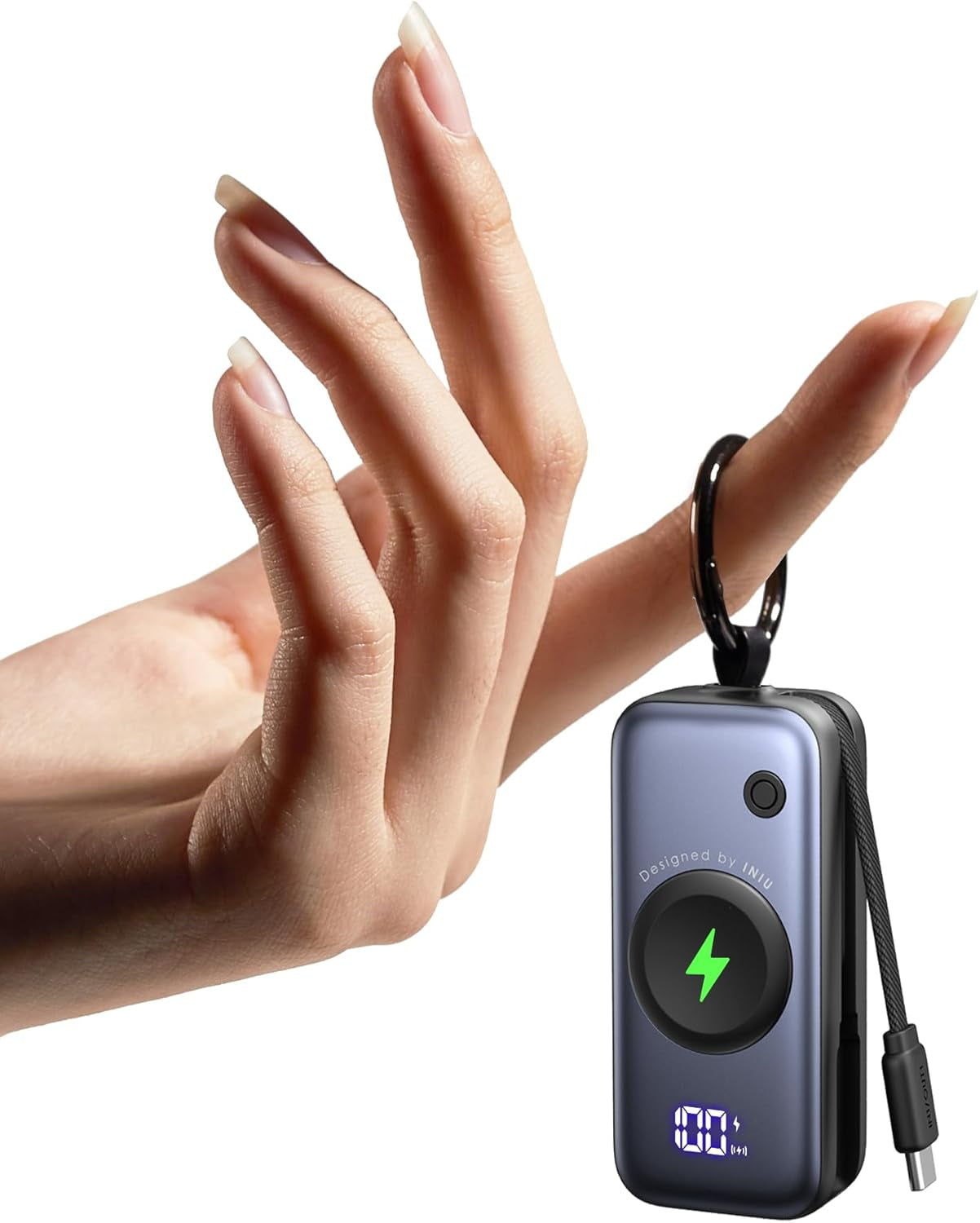 INIU 3-In-1 Portable Charger, Small 5000Mah Power Bank with Built-In USB C Cable and Watch Charger, 20W PD Fast Charging Battery Pack, Travel Charger for Iphone 16 15, Apple Watch, Etc