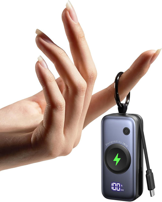 INIU 3-In-1 Portable Charger, Small 5000Mah Power Bank with Built-In USB C Cable and Watch Charger, 20W PD Fast Charging Battery Pack, Travel Charger for Iphone 16 15, Apple Watch, Etc