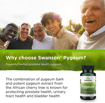 Swanson Pygeum - Herbal Supplement Promoting Male Prostate Health, Bladder, and Urinary Tract Health Support - Mens Health Supplement - (100 Capsules, 125Mg Each)