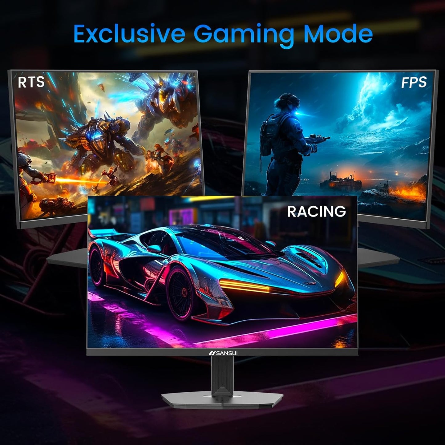 SANSUI 24 Inch Gaming Monitor 180Hz, DP 1.4 X1 HDMI 2.0 X2 Ports IPS Panel High Refresh Rate Computer Monitor, Racing FPS RTS Modes, 1Ms Response Time 110% Srgb (ES-G24F4, HDMI Cable Included)