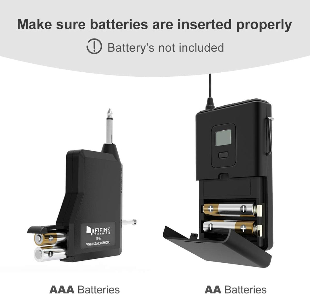 FIFINE Wireless Microphone System, Wireless Microphone Set with Headset and Lavalier Lapel Mics, Beltpack Transmitter and Receiver,Ideal for Teaching, Preaching and Public Speaking Applications-K037B