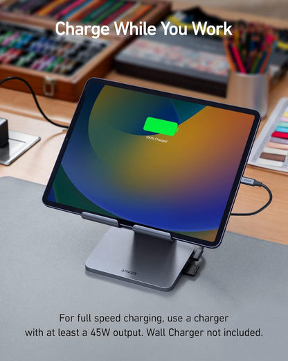 Anker , 551 USB-C Hub (8-In-1), with Foldable Tablet Stand, Dock, 4K HDMI, 2 USB-A Data Ports, for Ipad Pro 5Th Gen / Ipad Air 5Th Gen/Ipad Mini 6Th and Later (Silver)