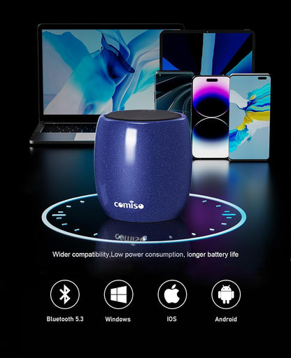 Small Speaker, Bluetooth Speaker with 360°HD Stereo Sound and Robust Bass, Mini Speaker with Built-In Mic, Hands-Free Call, Portable Speaker for Hiking, Biking, Car, or Trip, Ideal Gift for Men, Women