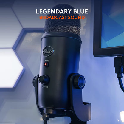 Logitech for Creators Blue Yeti USB Microphone for Gaming, Streaming, Podcasting, Twitch, Youtube, Discord, Recording for PC and Mac, 4 Polar Patterns, Studio Quality Sound, Plug & Play-Blackout