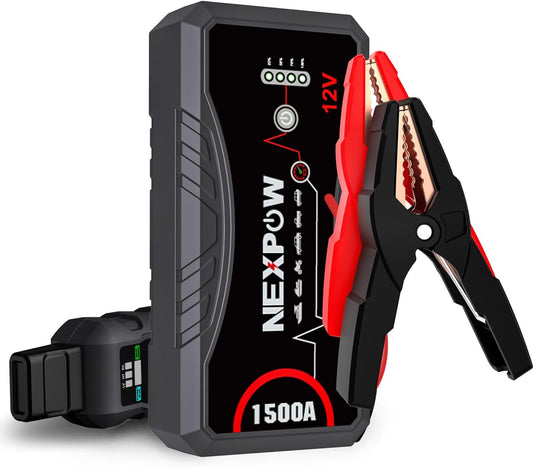 NEXPOW Car Jump Starter Car Battery Jump Starter Pack 1500A Peak Q10S for up to 7.0L Gas and 5.5L Diesel Engine12V Auto Battery Booster,Jumper Cables Portable Lithium Jump Box with LED Light/Usb QC3.0