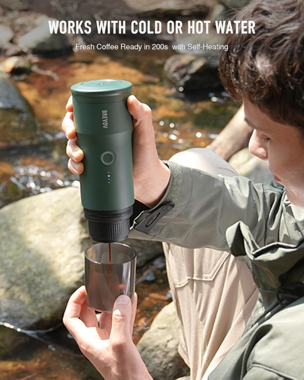 Portable Electric Espresso Machine, Ground Coffee & Capsule, Self-Heating, 20 Bar 12V Mini Car Travel Coffee Maker with 9000Mah Battery-Ideal for Camping, RV, Hiking, Office