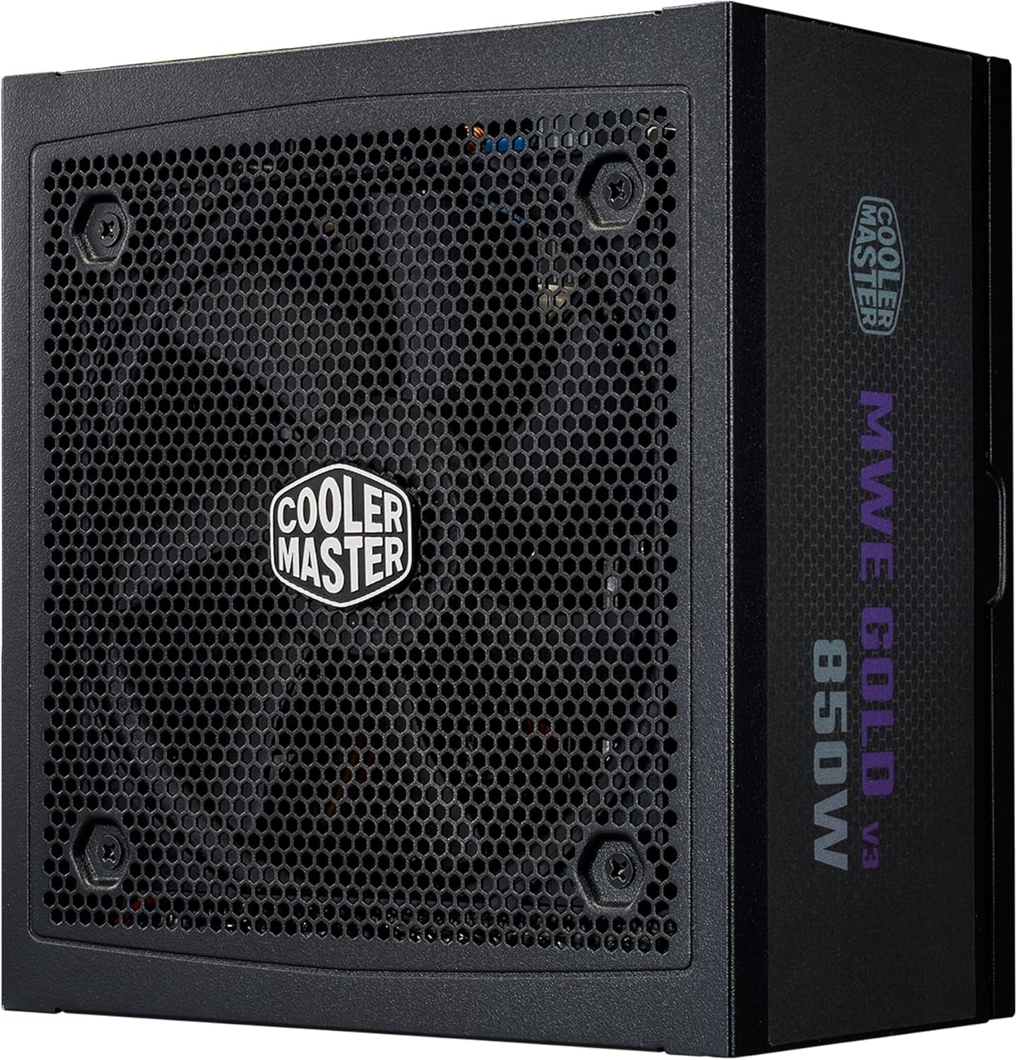 Cooler Master MWE Gold 850 V3 ATX 3.1 Full Modular PSU, 850W, 80+ Gold Efficiency, 90° 12VHPWR|600W Pcie 5.1, Japanese Capacitors, Zero-Rpm Mode, Hexagonal Fan Cover, 10-Year