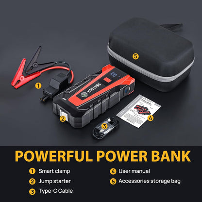 Scatach 011 3000A Car Battery Jump Starter,12V Jump Starter Battery Pack (Up to 9.0L Gasoline and 7.0L Diesel Engine), Portable Jump Box with 3 Modes Flashlight and Jumper Cable