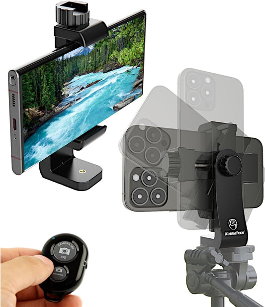 Unimount 360 Iphone Tripod Mount Adapter - Fits Any Smartphone - Includes Bluetooth Remote Shutter - Universal Phone Holder for Tripod