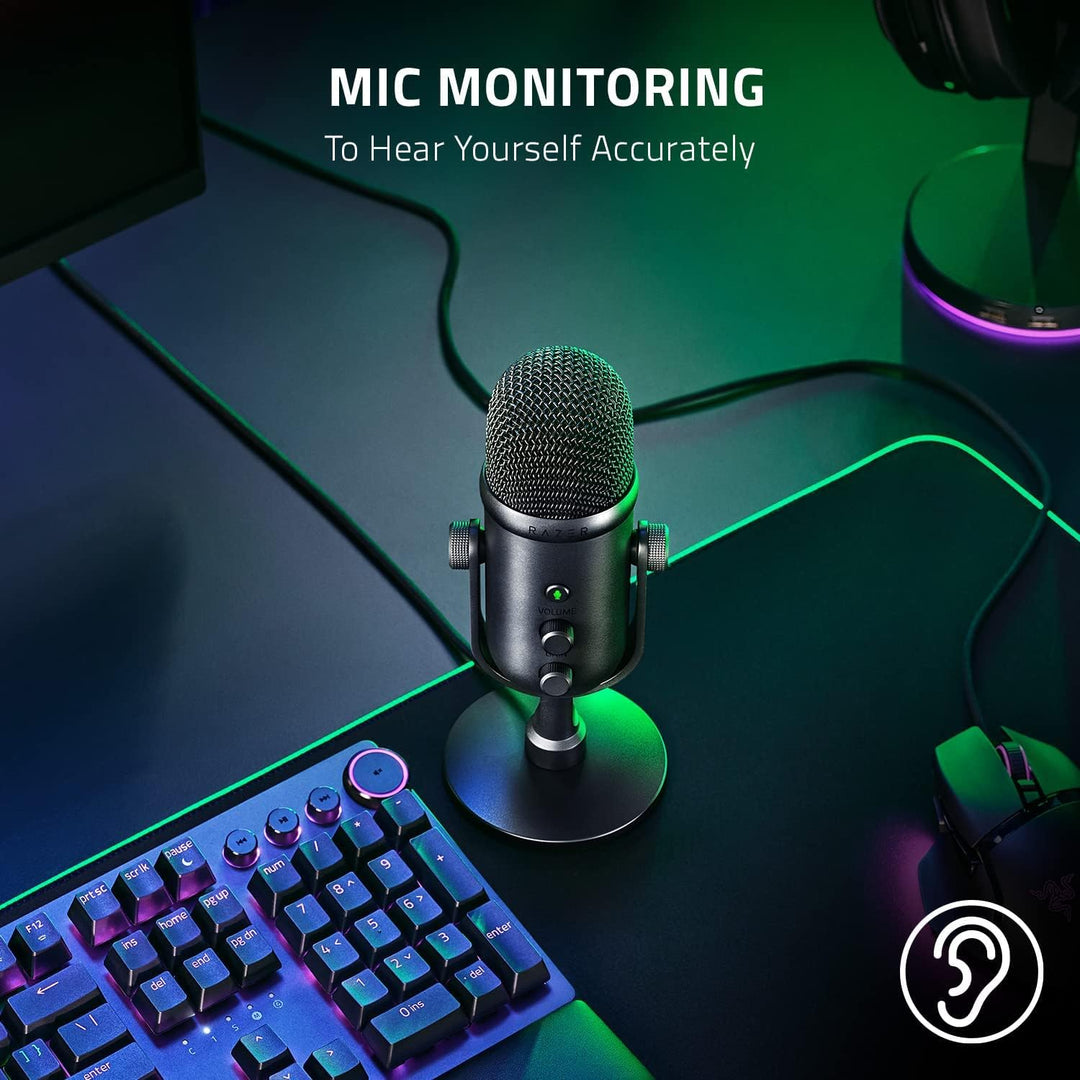 Razer Seiren V2 Pro USB Microphone for Streaming, Gaming, Recording, Podcasting on PC, Twitch, Youtube: High Pass Filter - Mic Monitoring and Gain Control - Built-In Shock Absorber and Mic Windsock