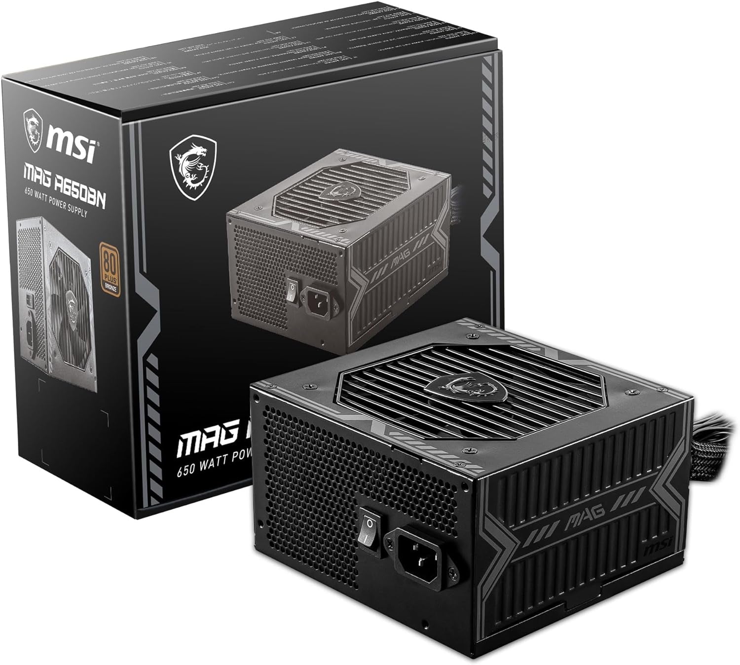 MSI MAG A650BN Gaming Power Supply - 80 plus Bronze Certified 650W - Compact Size - ATX PSU