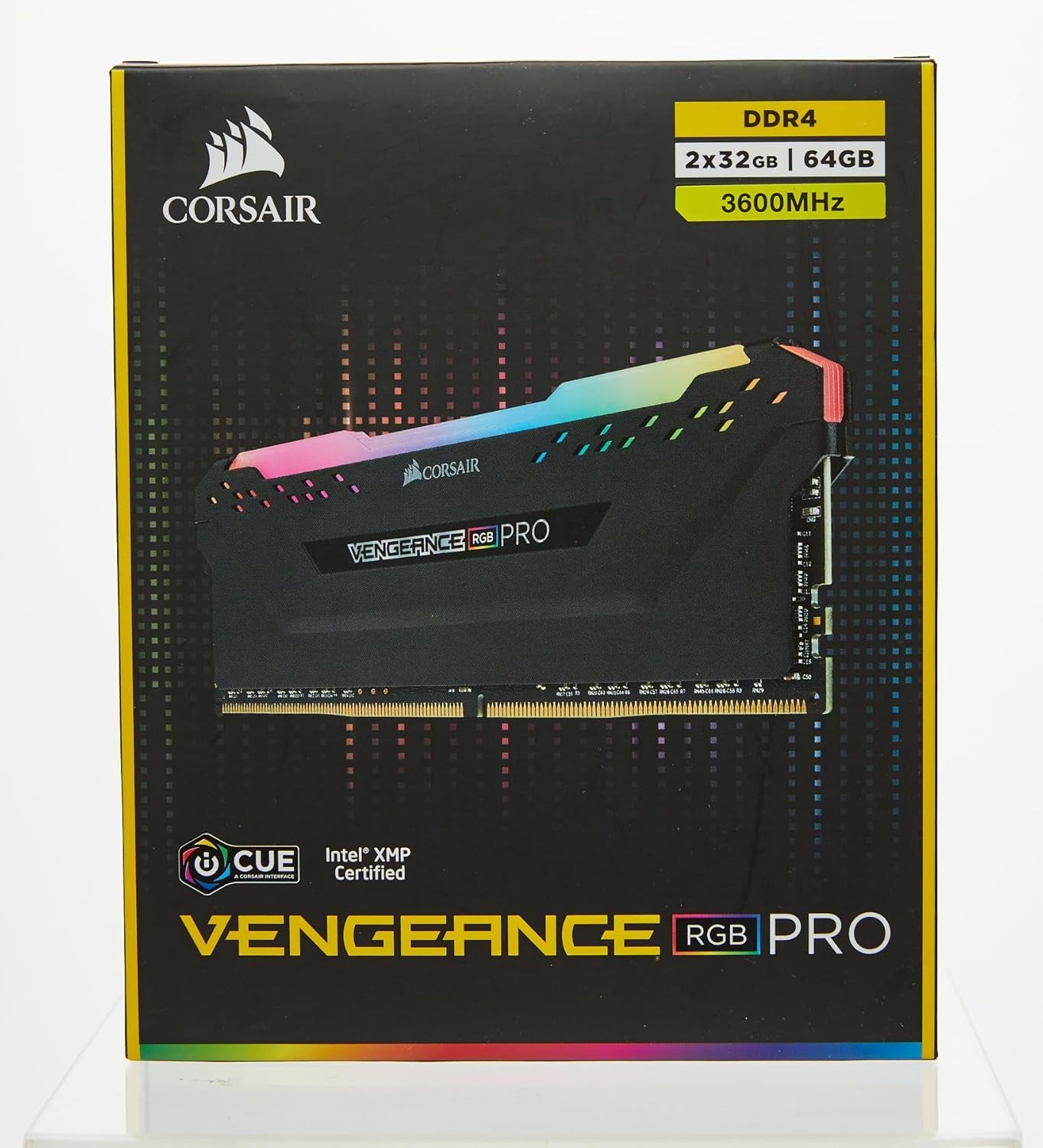 CORSAIR VENGEANCE RGB PRO DDR4 RAM 64GB (2X32Gb) 3600Mhz CL18-22-22-42 1.35V Intel AMD Desktop Computer Memory - Black (CMW64GX4M2D3600C18)