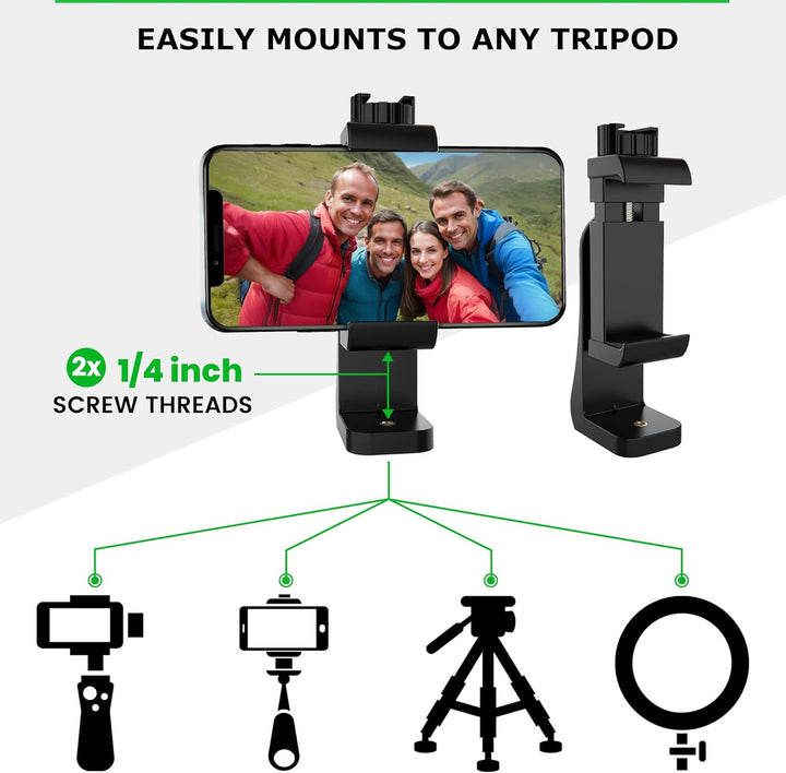 Unimount 360 Iphone Tripod Mount Adapter - Fits Any Smartphone - Includes Bluetooth Remote Shutter - Universal Phone Holder for Tripod