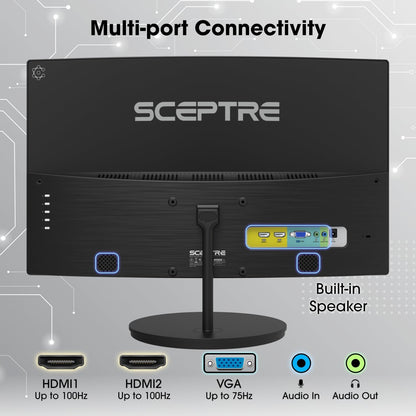 Sceptre Curved 27" FHD 1080P 75Hz LED Monitor HDMI VGA Build-In Speakers, EDGE-LESS Metal Black 2019 (C275W-1920RN)