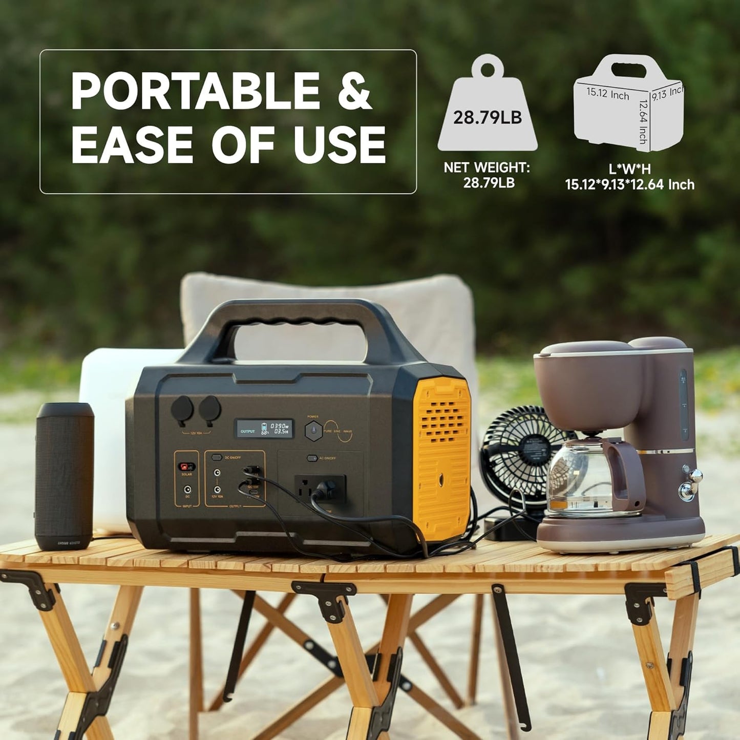 Portable Power Station 1024Wh, Solar Generator Lifepo4 (LFP) Battery with 120V AC Outlet, Fast Charging, Electric Generator for RV Camping Outdoor Hiking Home Emergency Backup (Solar Panel Optional)