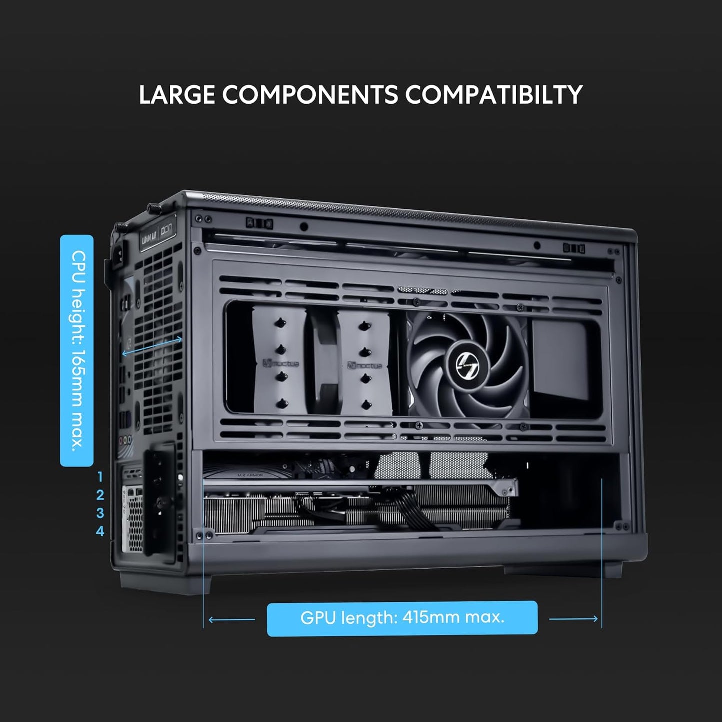 Lian Li A3-Matx-Wd-26.3L Micro Form Factor Chassis-No Fans Included-Supports 360Mm Aio-Modularity Design-For M-ATX, ITX Motherboard-Dan Cases Collaboration-Wood Front Panel-Black (A3X-WD)