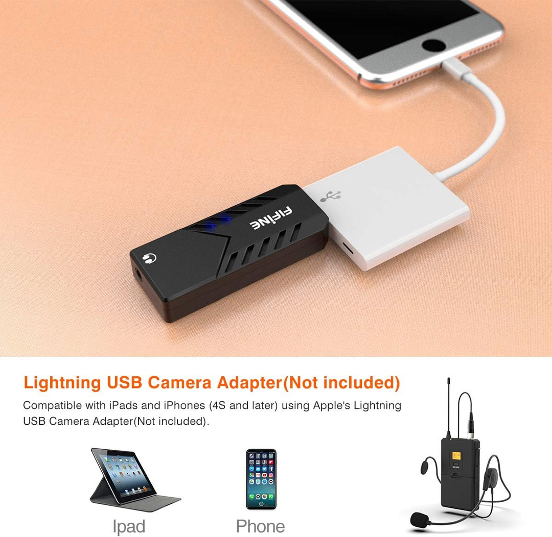 FIFINE Wireless Microphones for Computer, USB Wireless Microphone System for PC and Mac, Headset UHF System with USB Receiver,Transmitter, Headset and Clip Lavalier Lapel Mic-K031B