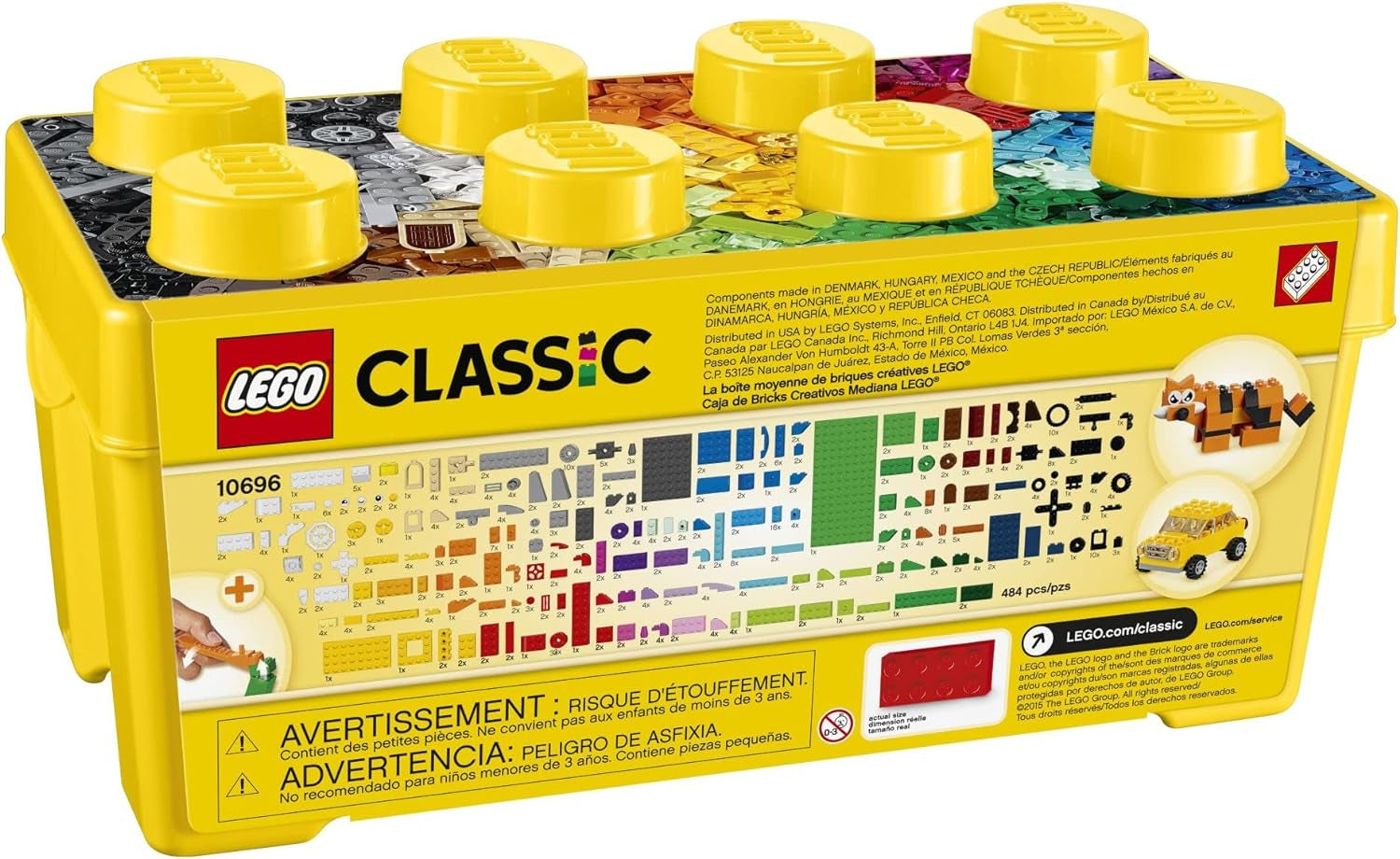 LEGO Classic Medium Creative Brick Box 10696 Building Toy Set - Featuring Storage, Includes Train, Car, and a Tiger Figure, and Playset for Kids, Boys, and Girls Ages 4-99